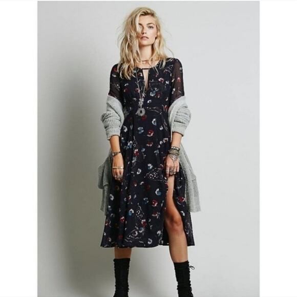 Free People Vintage Bonnie Butterfly Size 4 Dress - Picture 7 of 11
